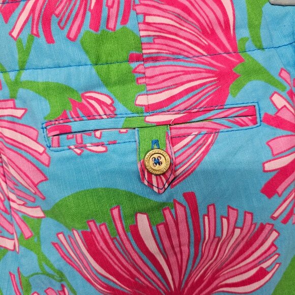 NWOT Lilly Pulitzer Blue Pink Resort Fit Beach Vacation Cropped Pants10 - Picture 8 of 16